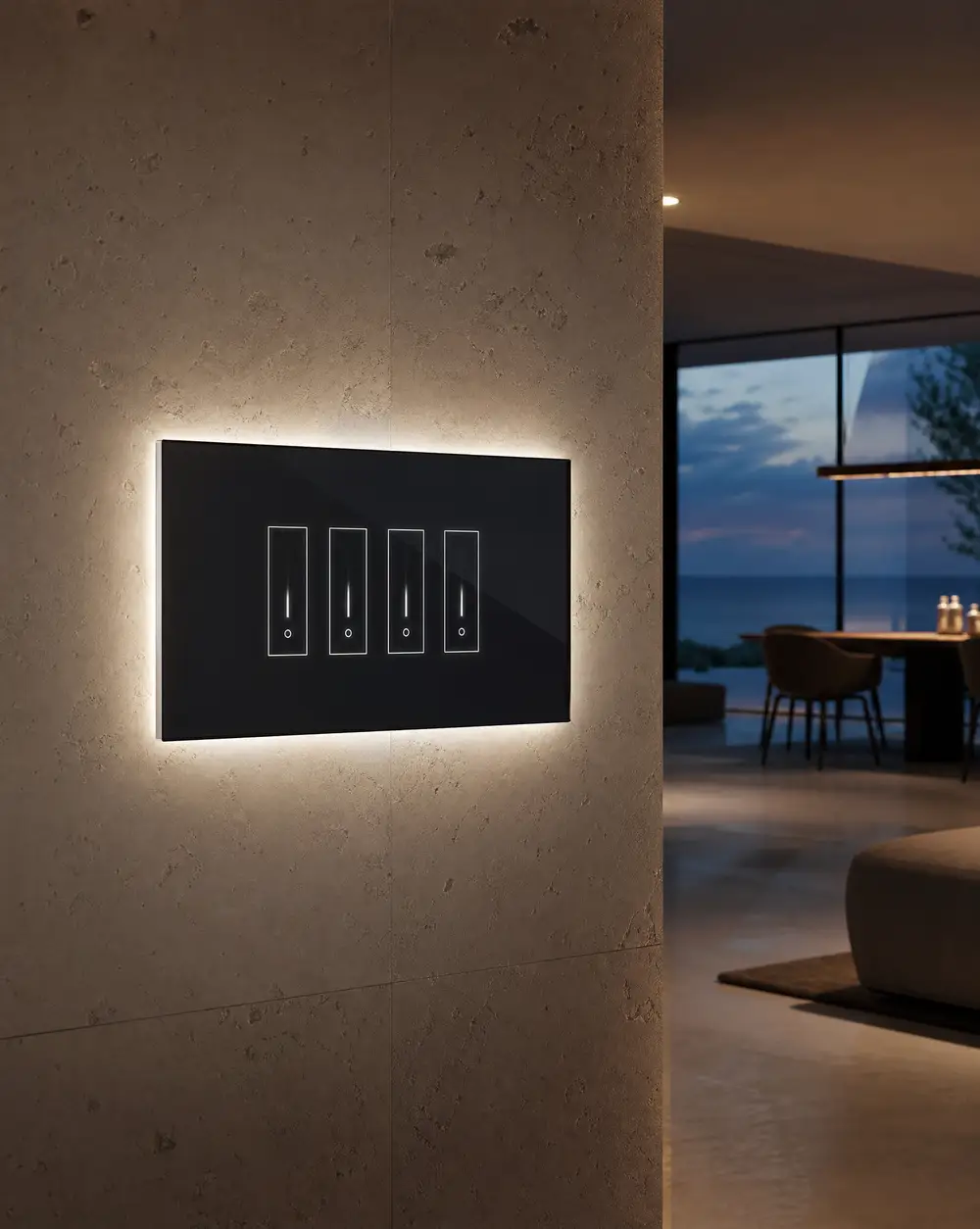 iotty 4-gang smart switch in black tempered glass
