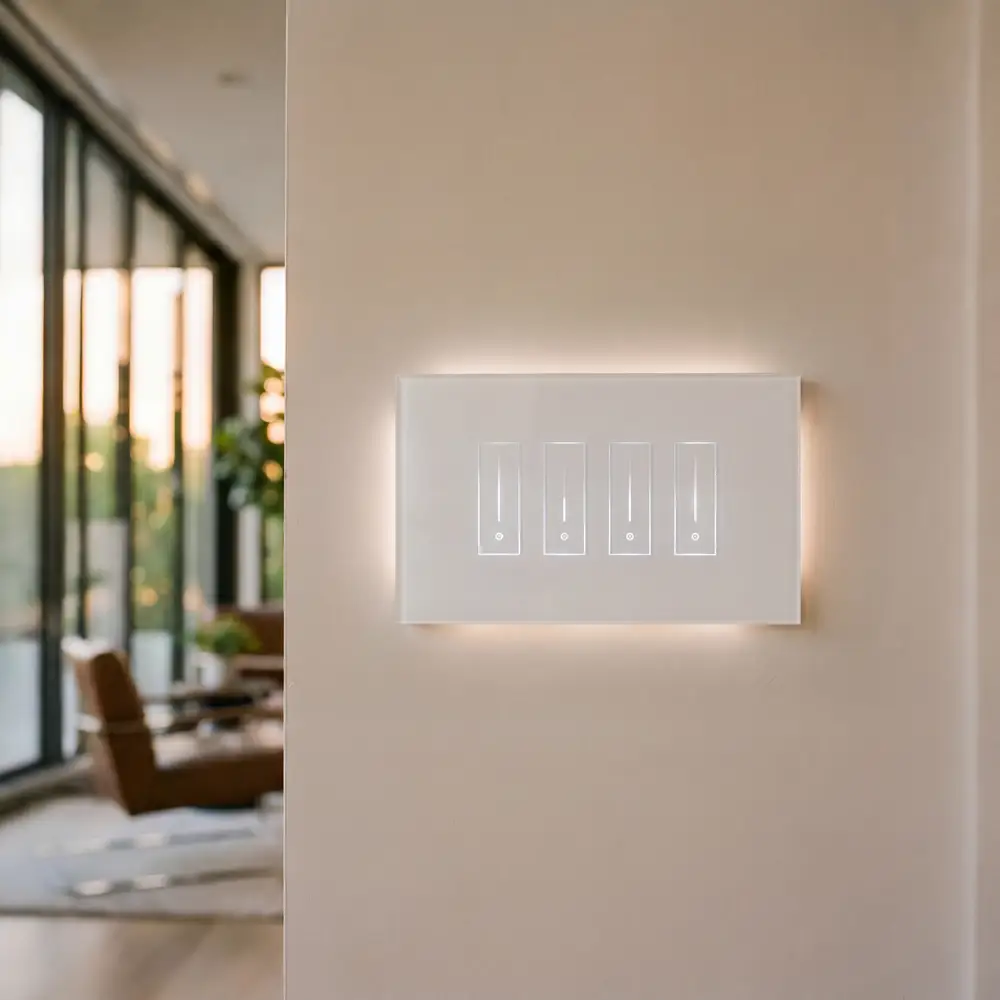 iotty 4-gang smart switch in white tempered glass